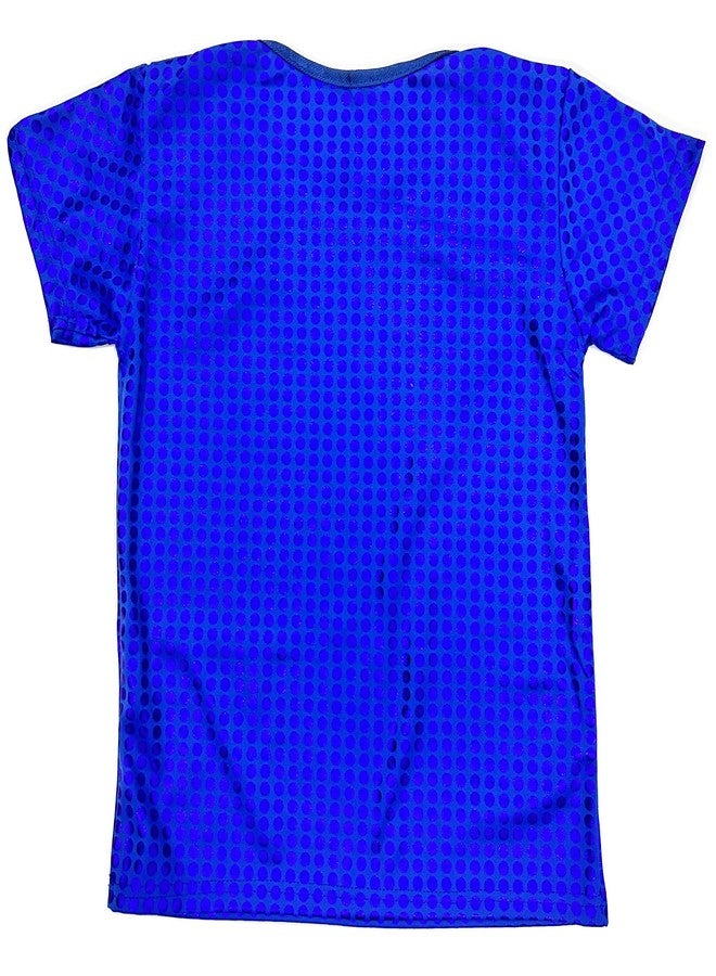 TAIKMD Kids Girls Boys Sparkly Sequined Hip Hop Jazz Dance T-Shirt Short Sleeves Loose Top Shirt Performance Festival Party Cosplay Costum (6-10, Blue) - Image 4
